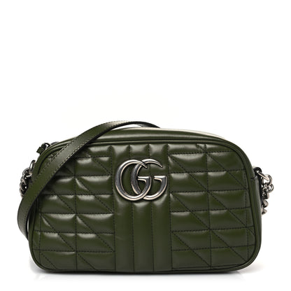 Gucci Calfskin Matelasse Aria Small GG Marmont Chain Shoulder Bag Military Wood 1 of 8