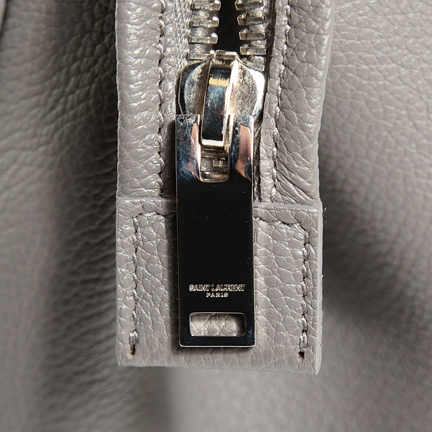 Saint Laurent Grained Calfskin Small Cabas Rive Gauche Bag Fog 8 of 9