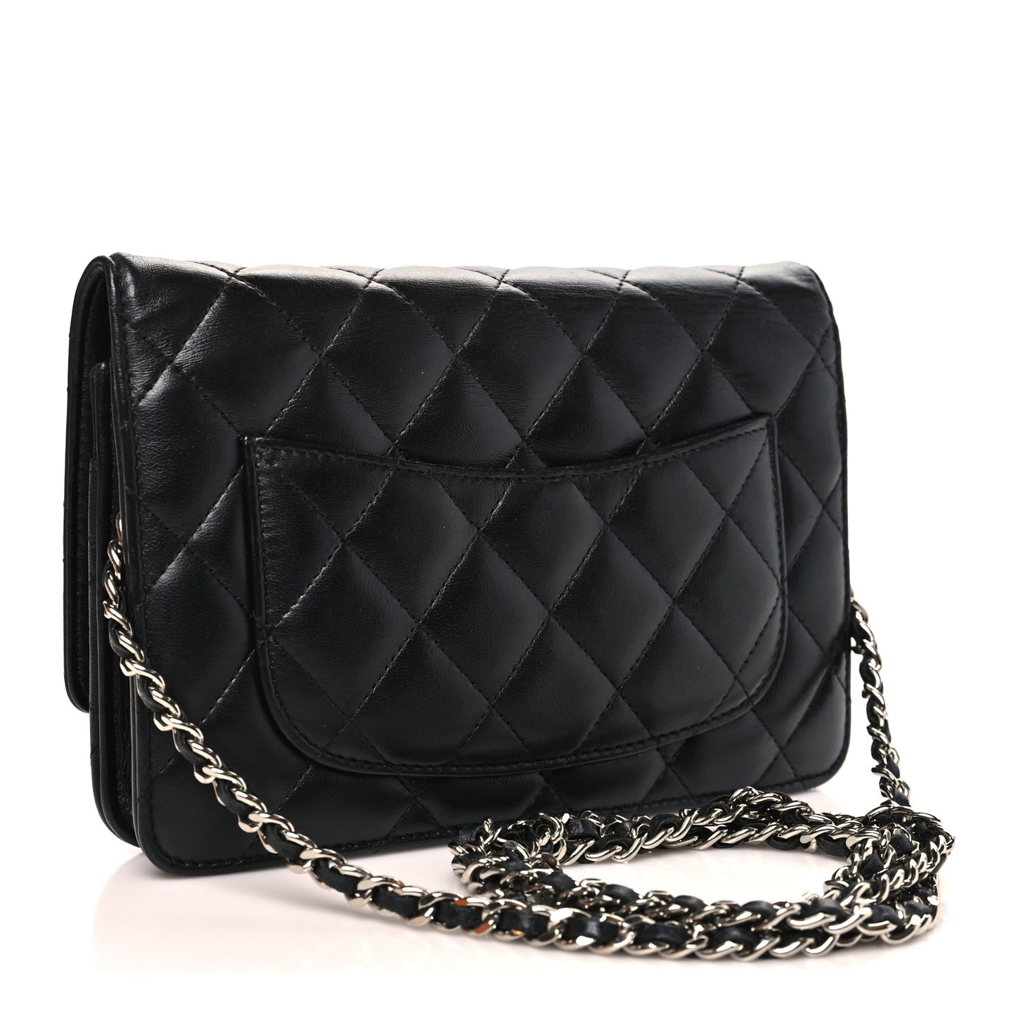 Lambskin Quilted Wallet On Chain WOC Black