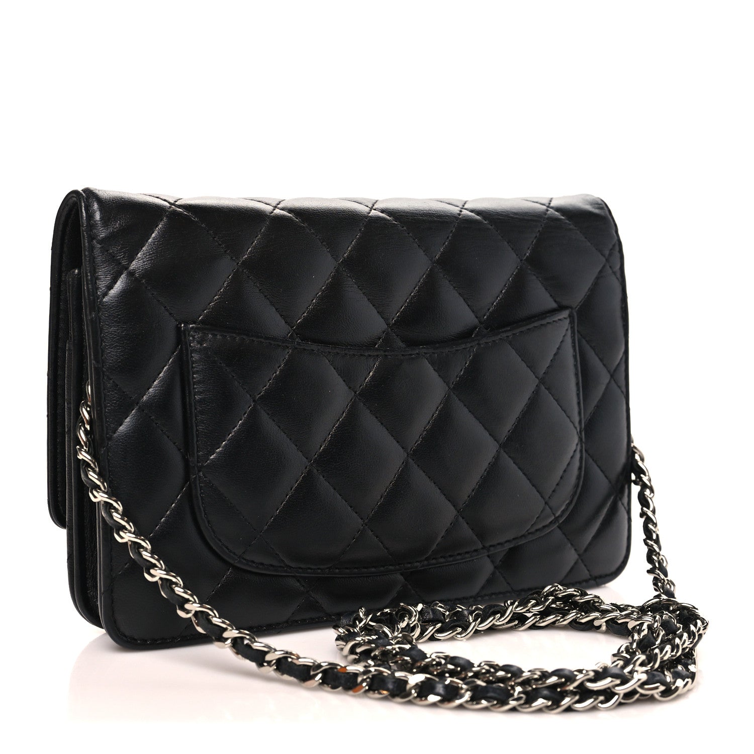 Chanel Lambskin Quilted Wallet On Chain WOC Black 3 of 12