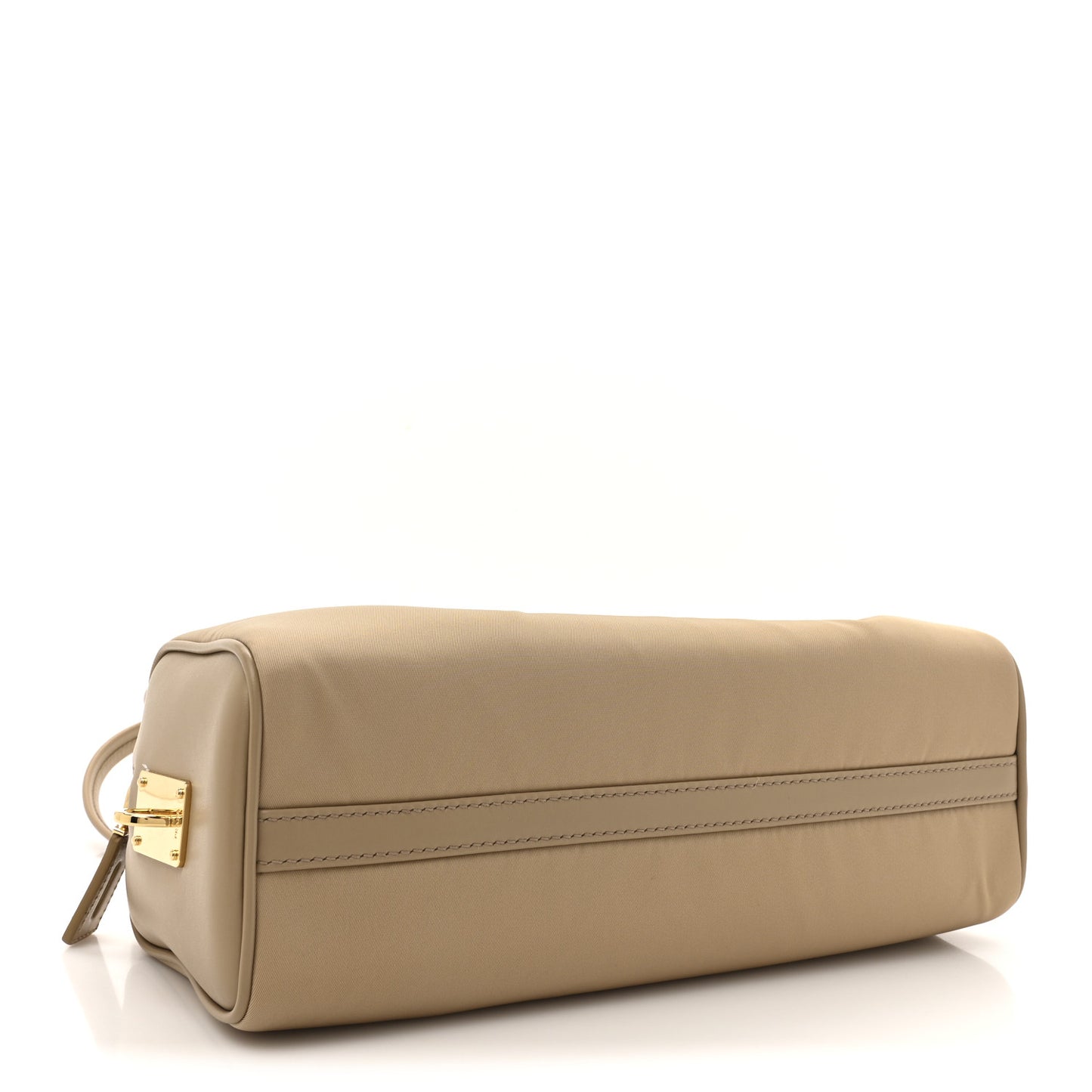 Re-Nylon Vitello Medium Top Handle Bag With Padlock Cammeo