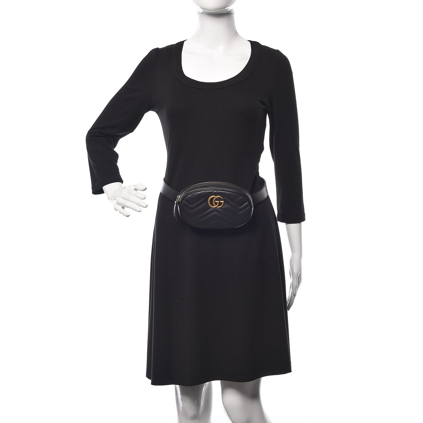 Calfskin Matelasse GG Marmont Belt Bag 85 34 Black