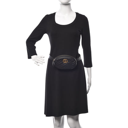 Gucci Calfskin Matelasse GG Marmont Belt Bag 85 34 Black 2 of 10