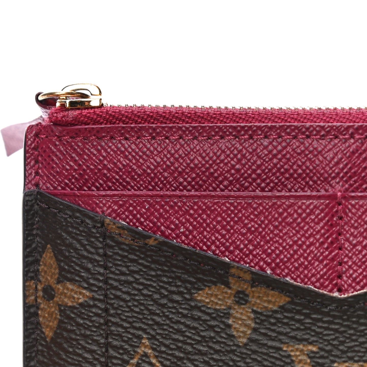 Monogram Zipped Card Holder Fuchsia