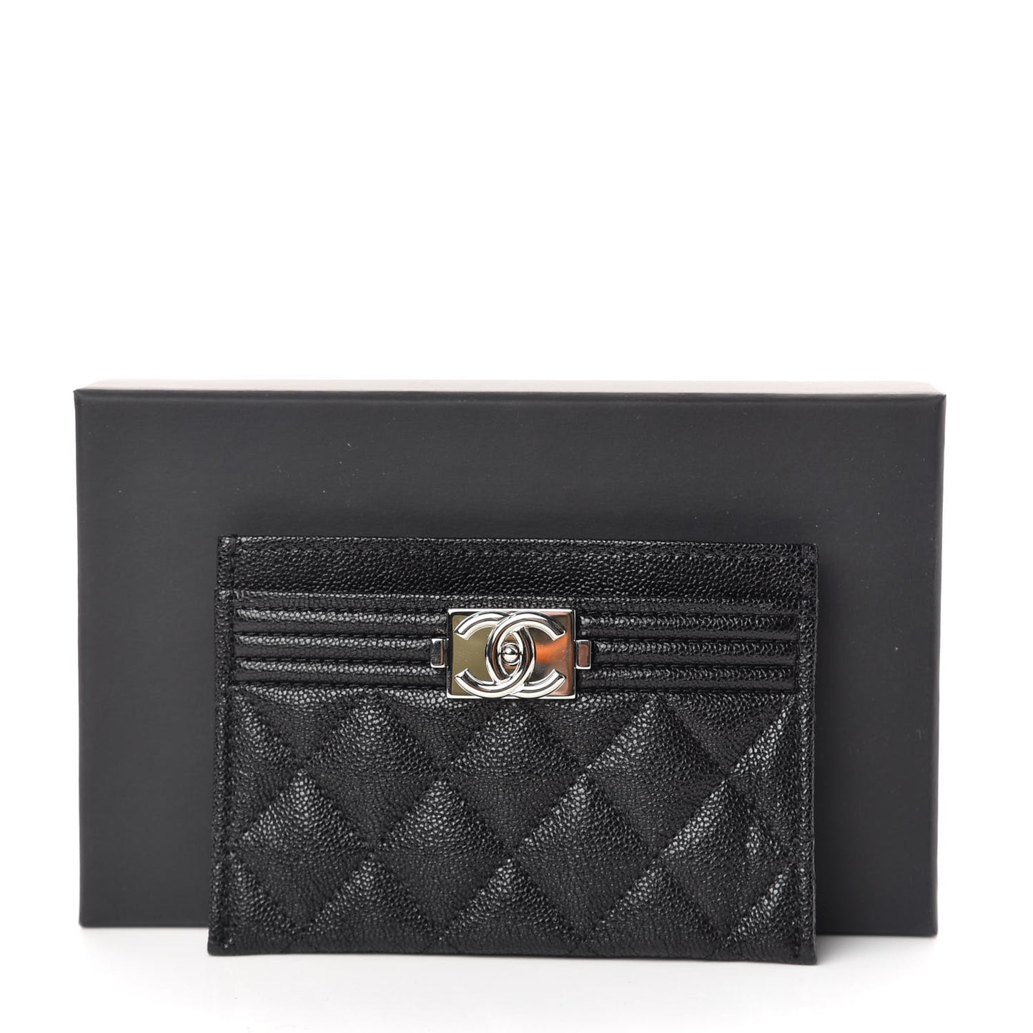 Caviar Quilted Boy Card Holder Black