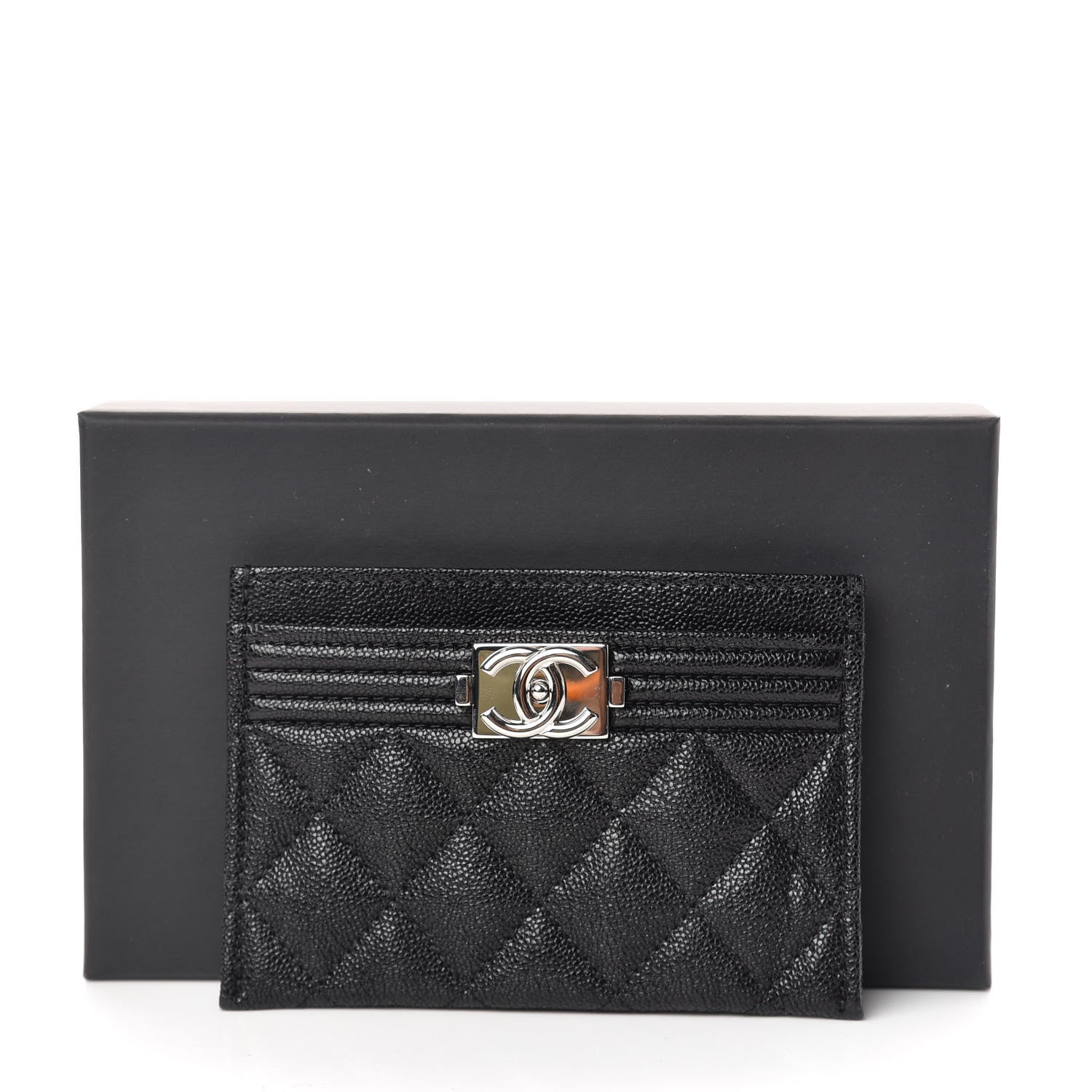 Chanel Caviar Quilted Boy Card Holder Black 10 of 10