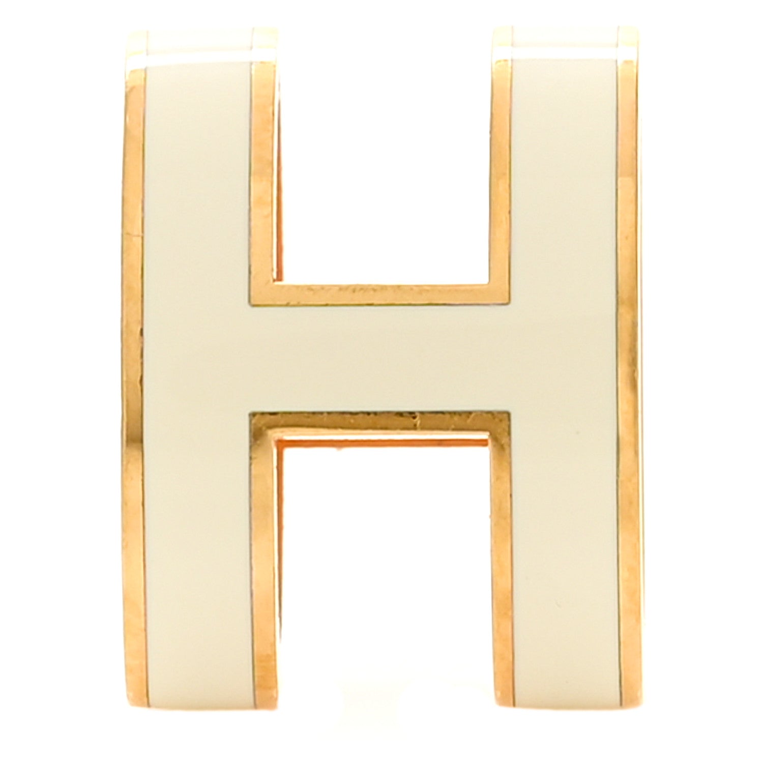 Hermes Lacquered Gold Pop H Pendant White 1 of 4