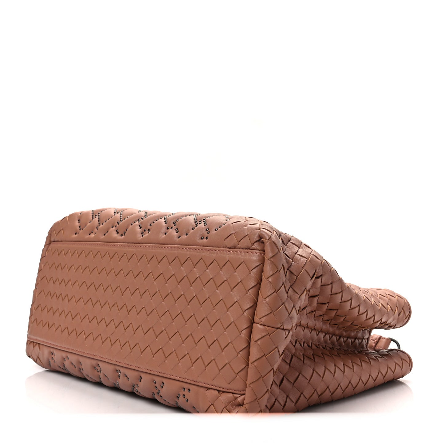 Nappa Intrecciato Pied-De-Poule Microstuds Tote Tan