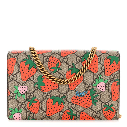 Gucci GG Supreme Monogram Strawberry Chain Wallet 1 of 10