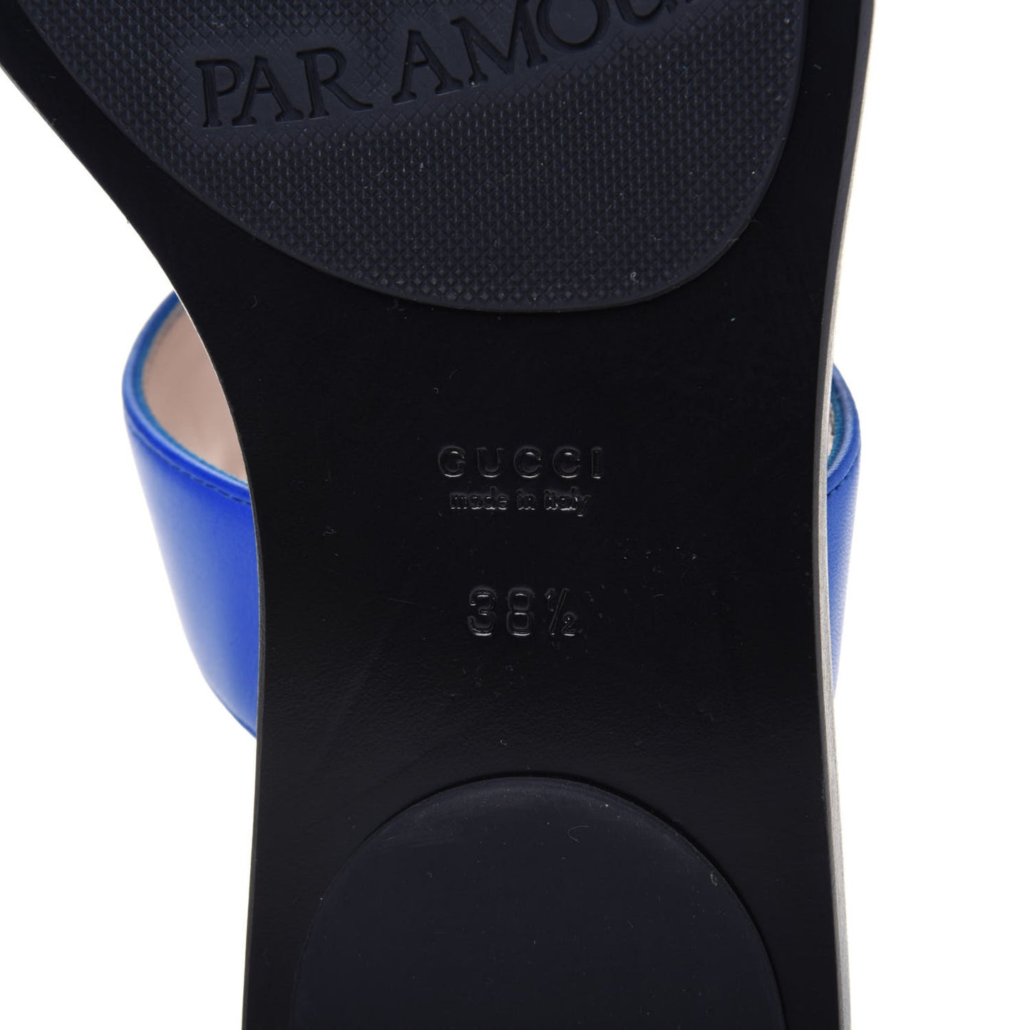 Calfskin GG Marmont Thong Sandals 38.5 Shiny Electric Blue
