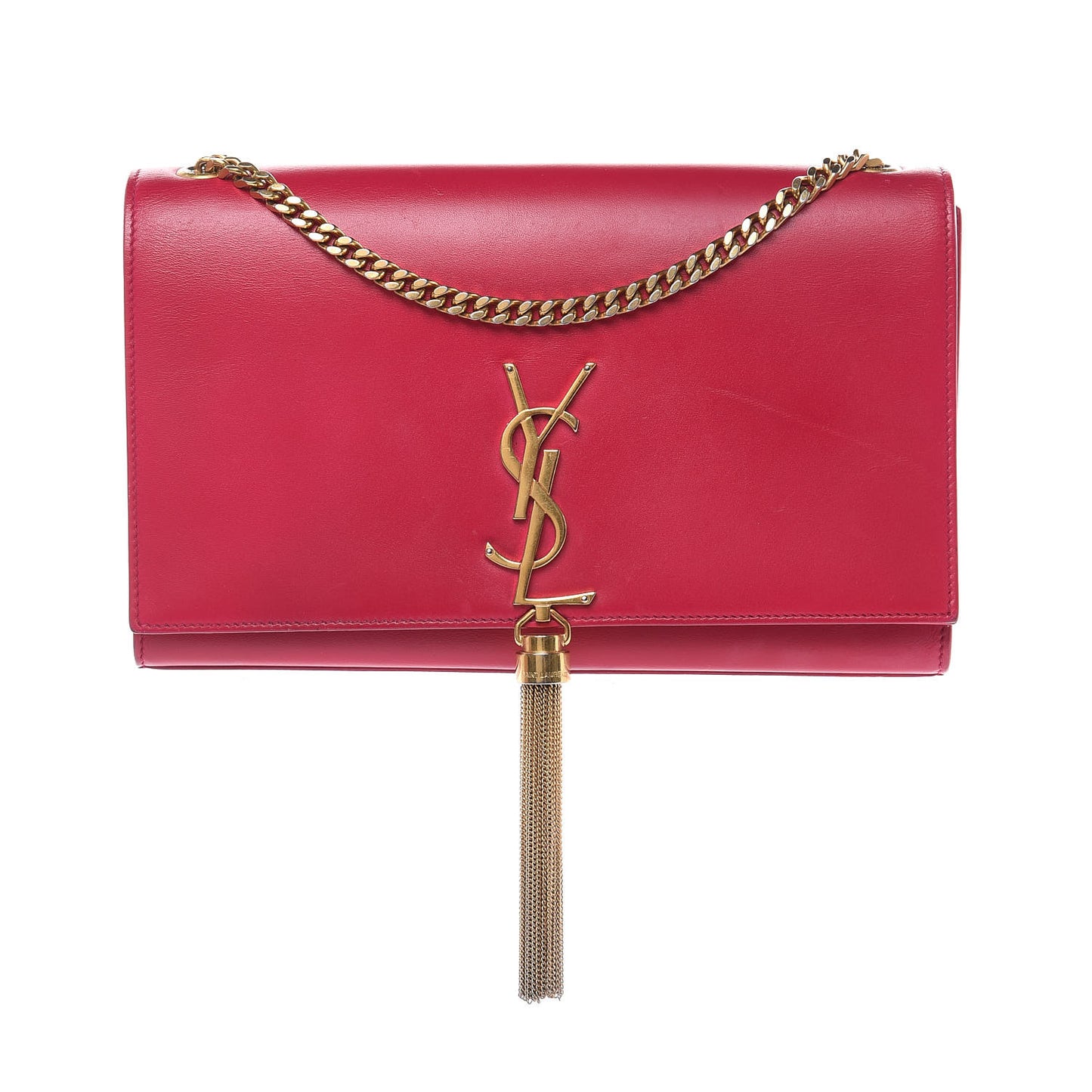 Smooth Calfskin Medium Classic Monogram Kate Tassel Satchel Fuchsia