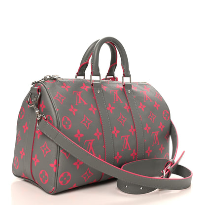 Louis Vuitton Monogram Glow Up Keepall Bandouliere 35 Grey Pink 3 of 9