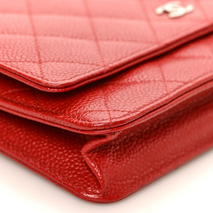 Chanel Caviar Quilted Wallet on Chain WOC Red 8 of 9