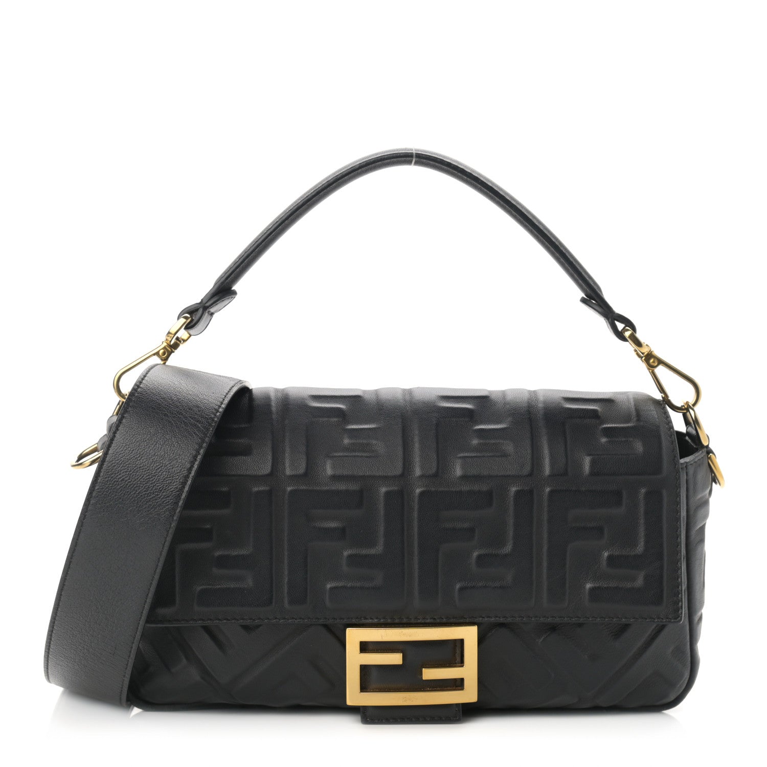 Fendi Nappa FF 1974 Embossed Baguette Black 1 of 10