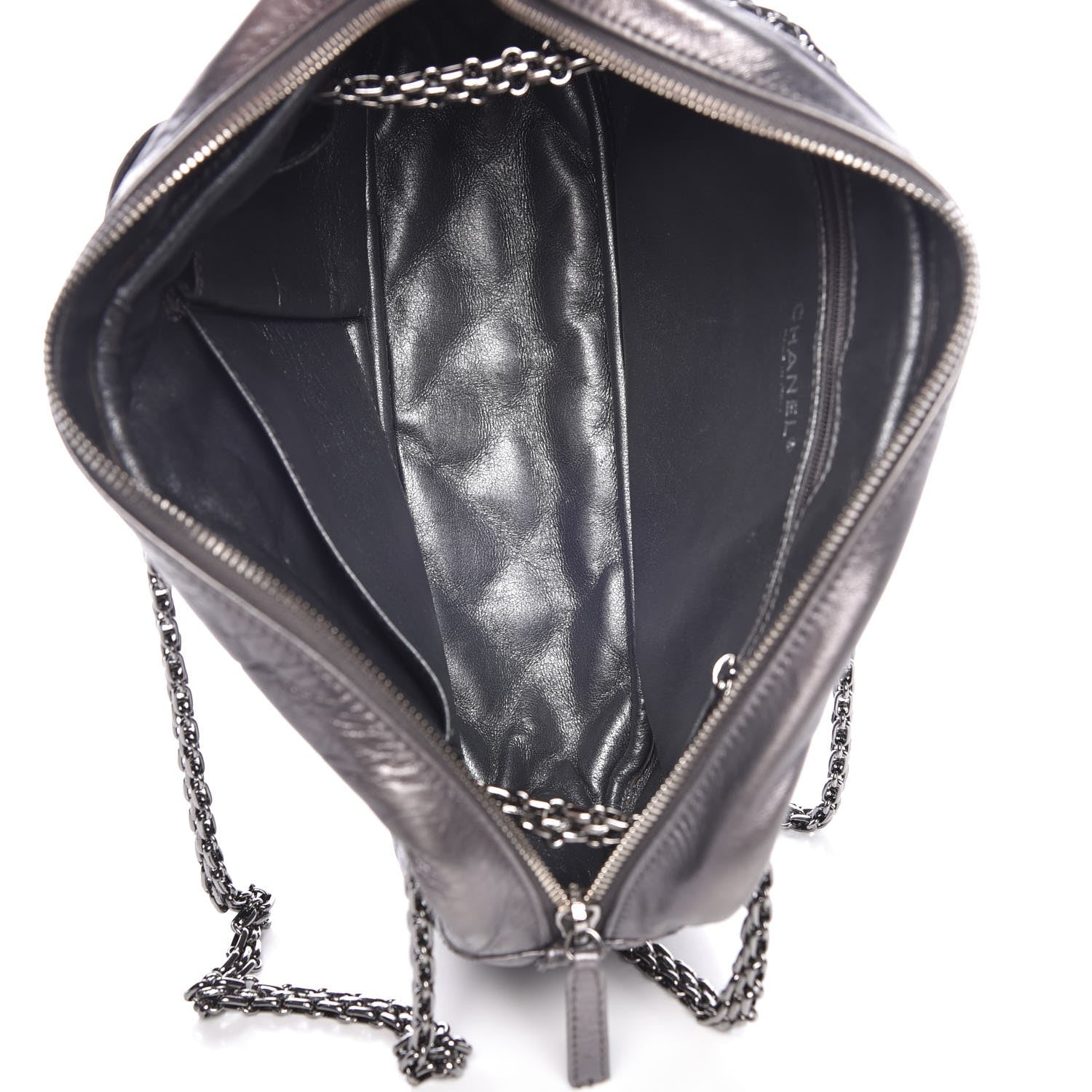 Chanel Metallic Aged Calfskin Quilted Medium Reissue Camera Case Dark Silver 6 of 10