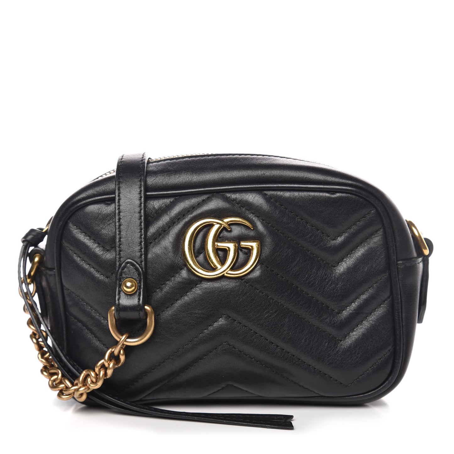 Calfskin Matelasse Mini GG Marmont Chain Shoulder Bag Black