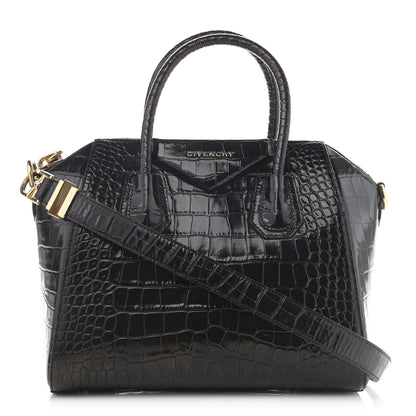 Givenchy Calfskin Crocodile Embossed Small Antigona Black 1 of 15