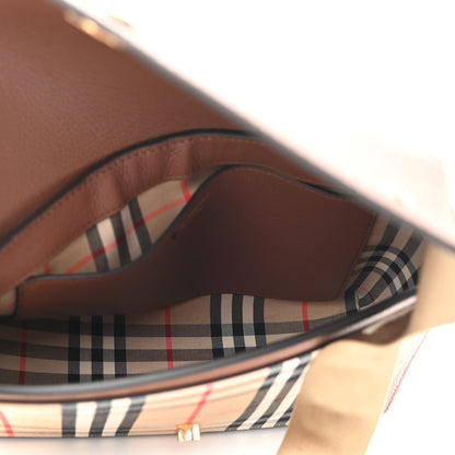 Burberry Calfskin Vintage Check Note Crossbody Bag Tan 5 of 10