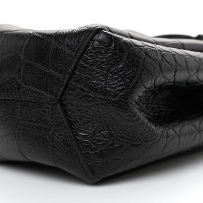 Saint Laurent Calfskin Crocodile Embossed Mini Emmanuelle Bucket Bag Black 7 of 8