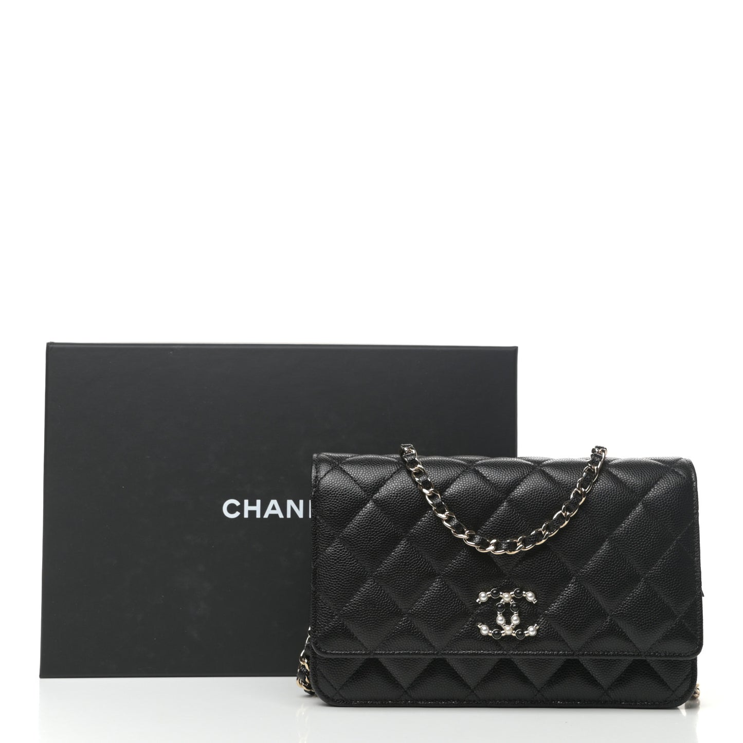 Caviar Quilted Coco Candy Wallet On Chain WOC Black