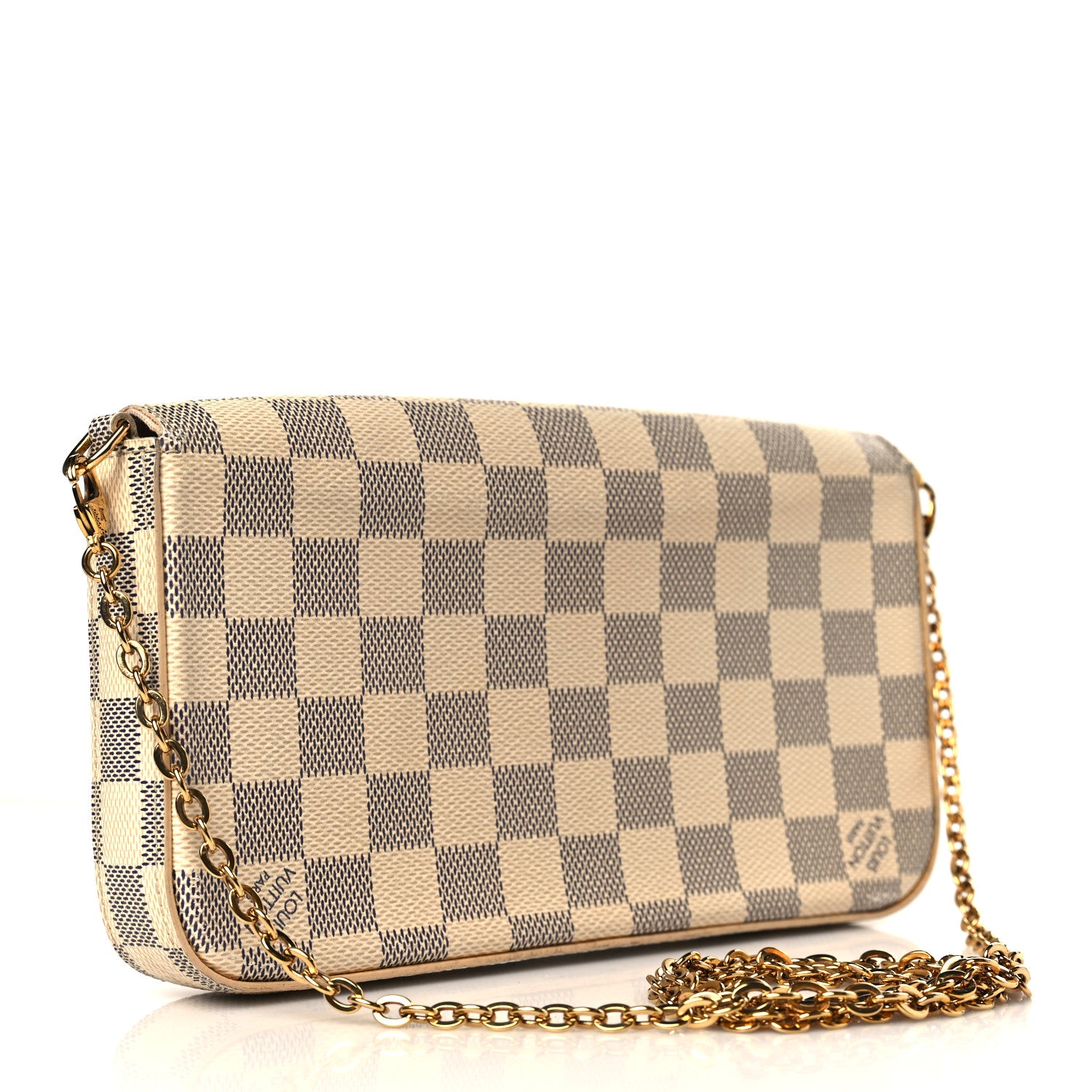 Louis Vuitton Damier Azur Pochette Felicie Chain Wallet Rose Ballerine 3 of 9