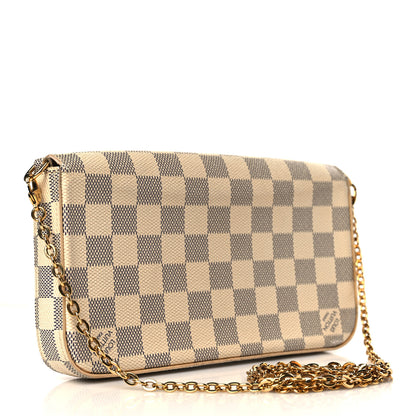 Louis Vuitton Damier Azur Pochette Felicie Chain Wallet Rose Ballerine 3 of 9