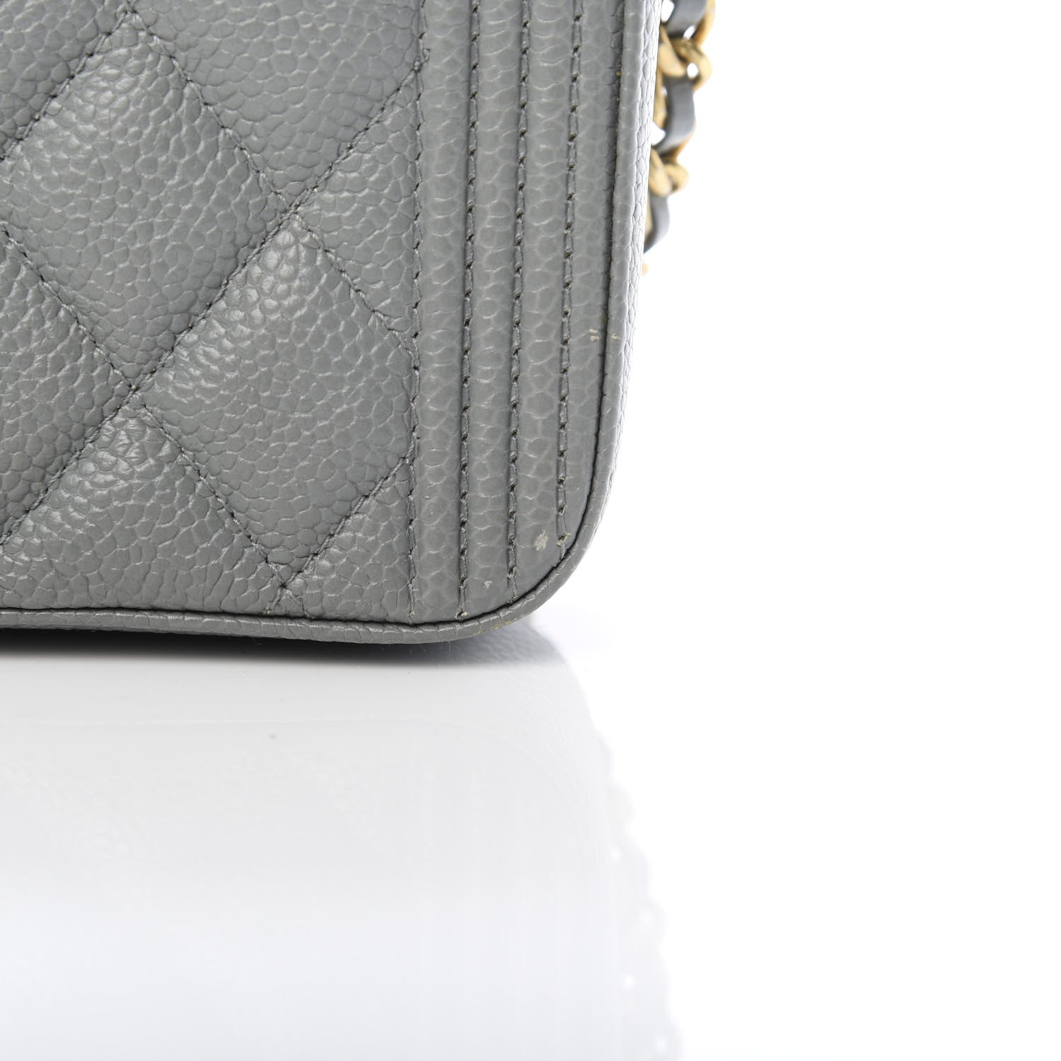 Chanel Caviar Quilted Small Boy Clutch With Chain Grey 13 of 16