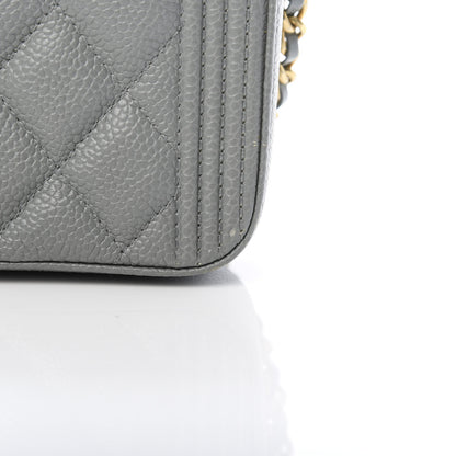 Chanel Caviar Quilted Small Boy Clutch With Chain Grey 13 of 16