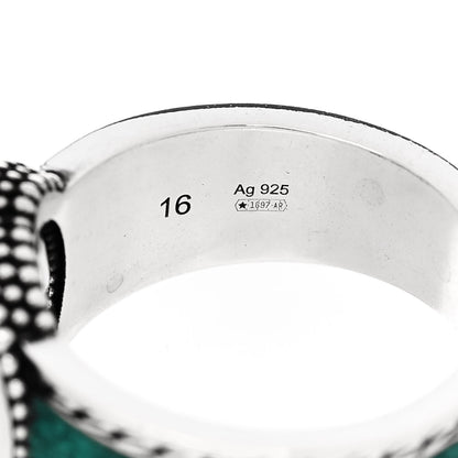 Gucci Sterling Silver Enamel Interlocking G Band Ring 56 7.5 Turquoise 5 of 5