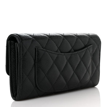 Chanel Caviar Quilted Large Gusset Flap Wallet Black 3 of 10