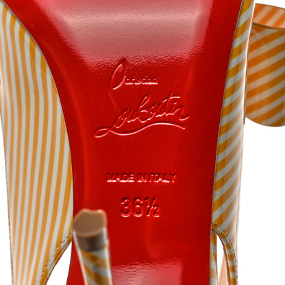Christian Louboutin Patent Stripes Clare Nodo 80 Pumps 36.5 Banana White 7 of 7