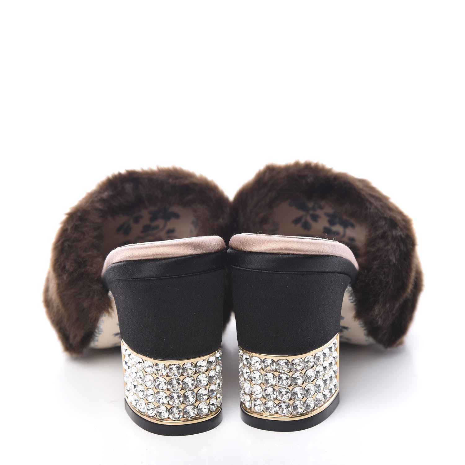 Gucci Mink Silk Satin Crystal Candy Mules 37 Scan Brown Black 10 of 11