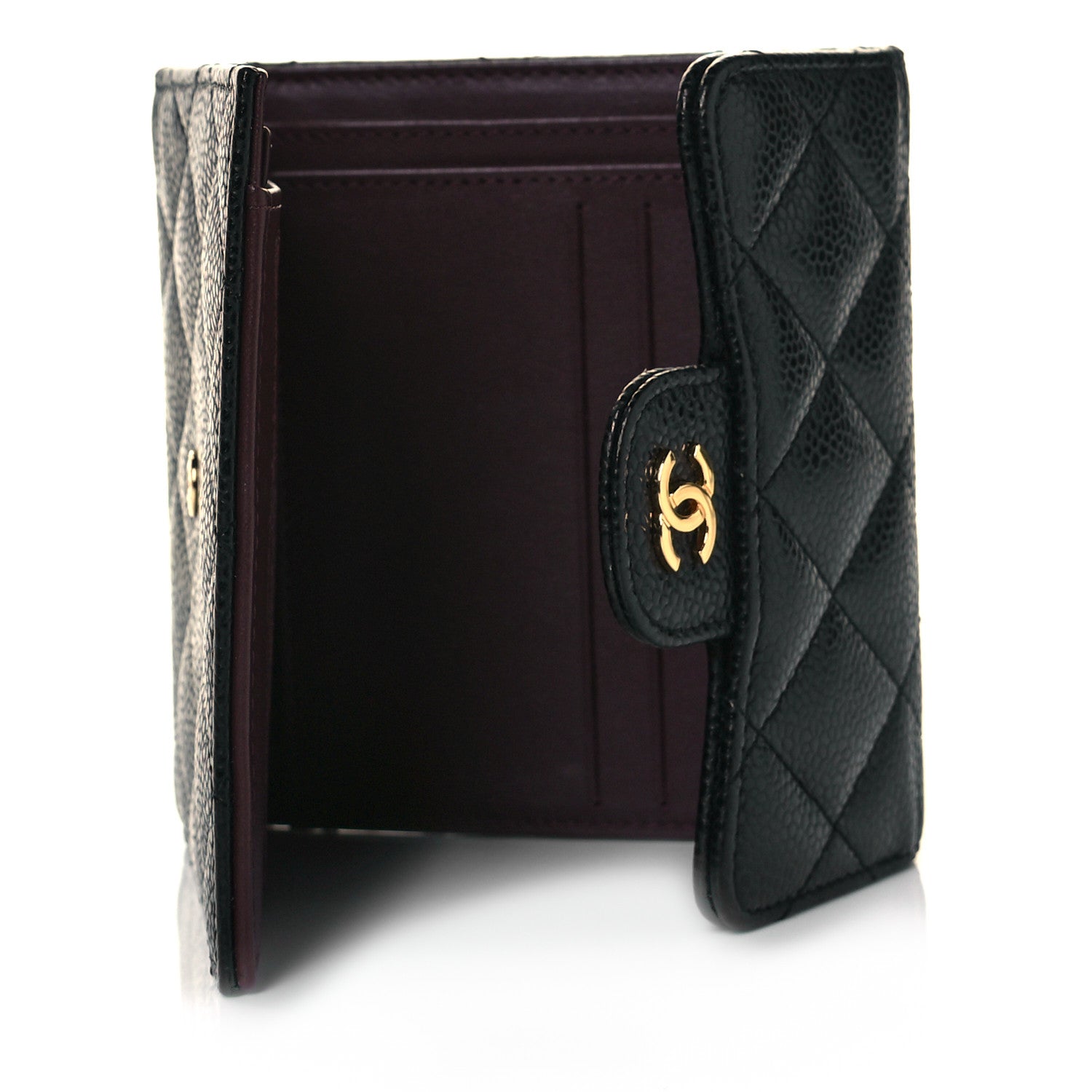 Chanel Caviar Quilted Compact Flap Wallet Black 5 of 8