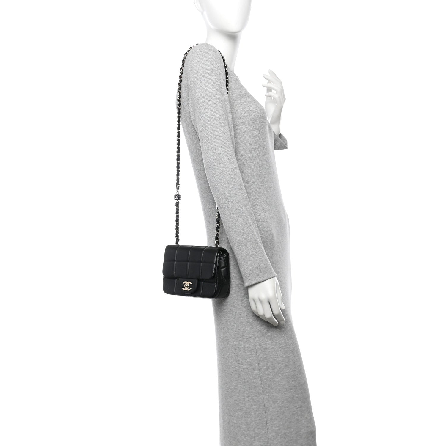 Chanel Lambskin Resin Crystal Square Quilted Mini Monacoco Flap Black 2 of 10
