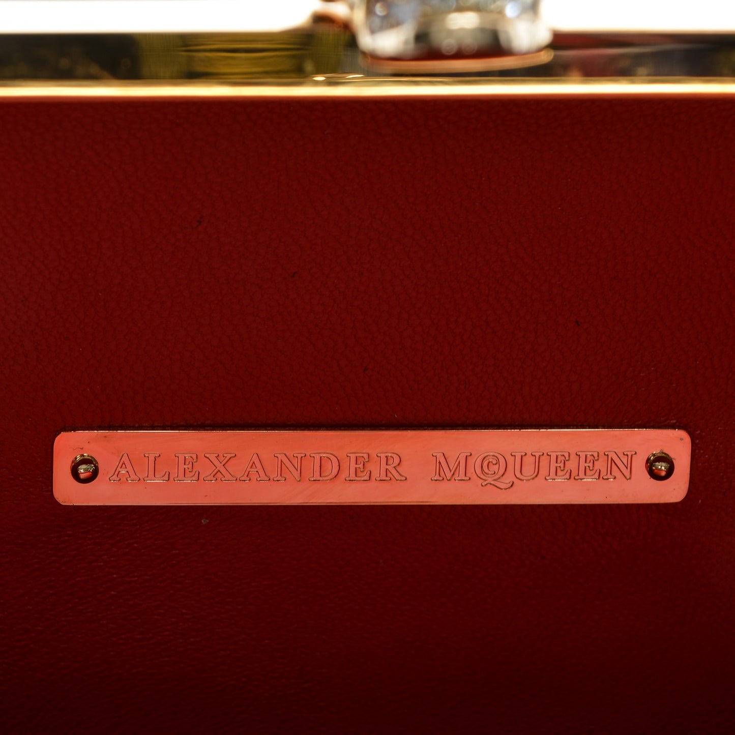 Patent Calfskin Britannia Skull Box Clutch Red Blue