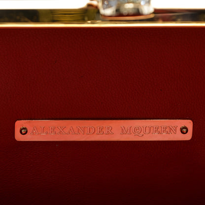 Alexander McQueen Patent Calfskin Britannia Skull Box Clutch Red Blue 6 of 7