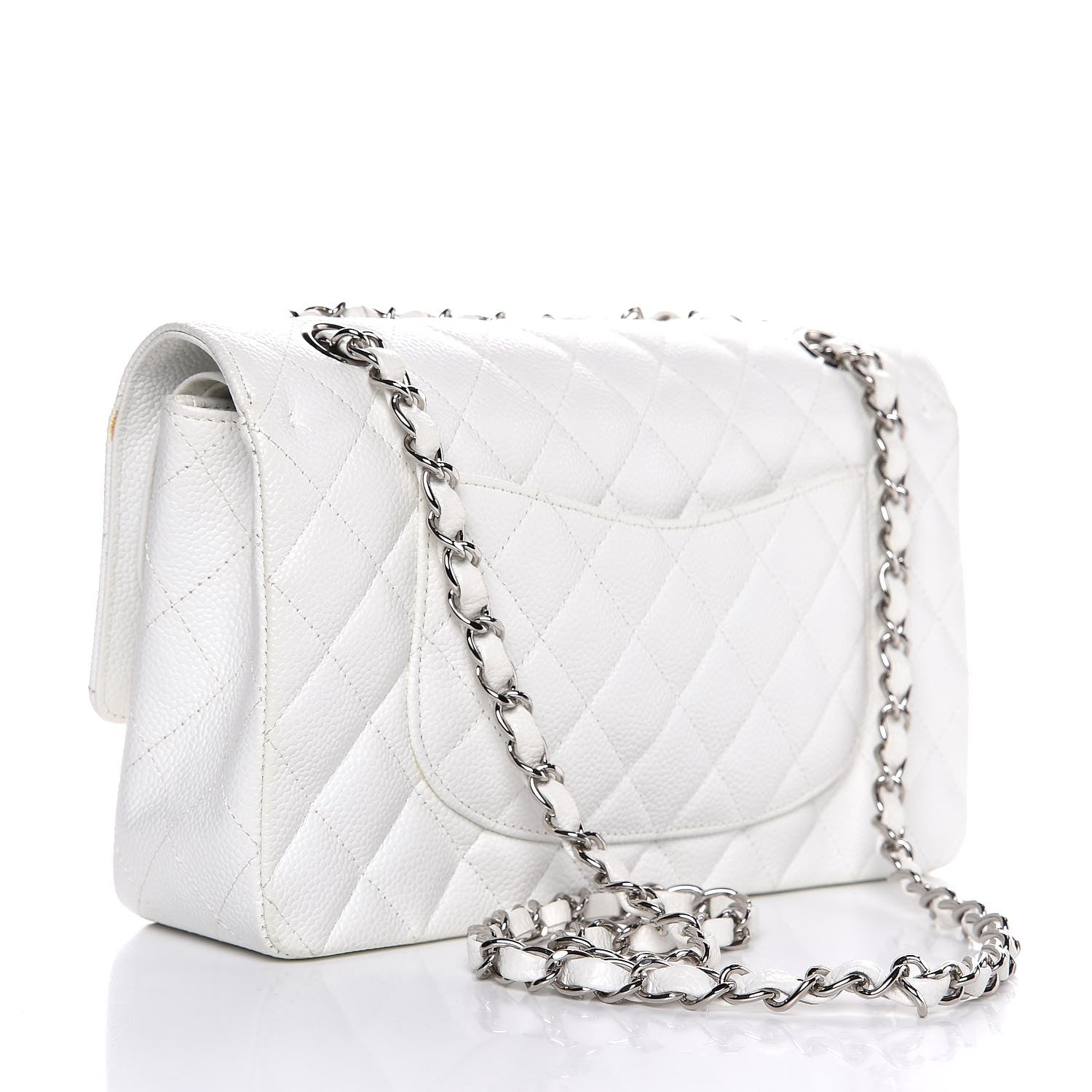 Chanel Caviar Quilted Medium Double Flap White 3 of 10
