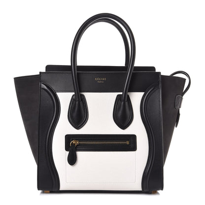 Celine Baby Grained Calfskin Tri-color Micro Luggage White Liquorice 1 of 13