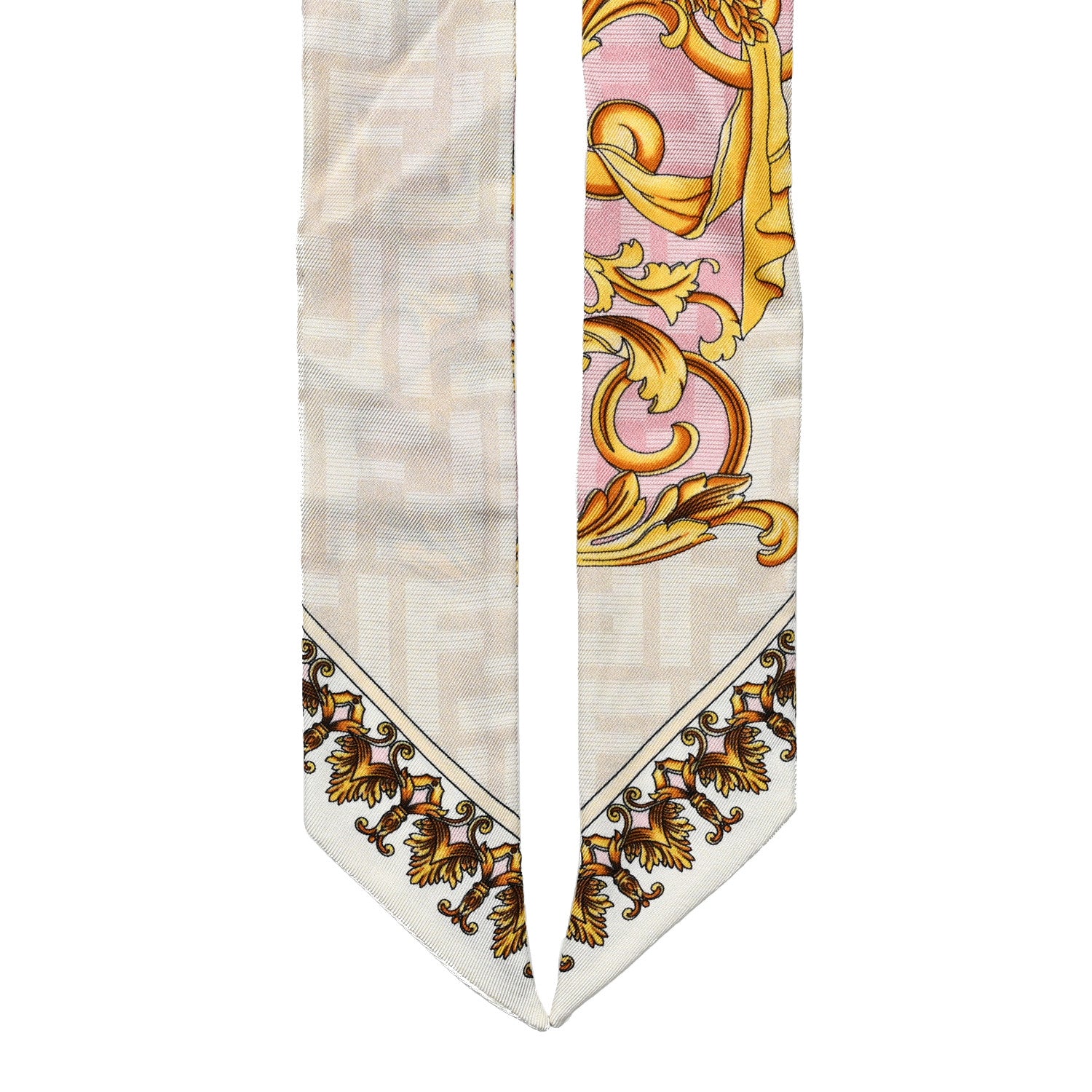 Fendi X VERSACE Silk FF Baroque Fendace Wrappy Scarf White Multicolor 2 of 3
