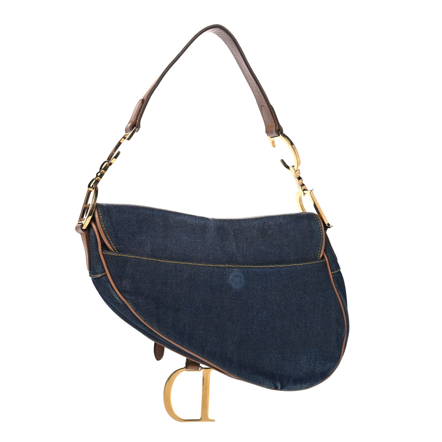 Christian Dior Denim Calfskin Saddle Bag Blue 2 of 8