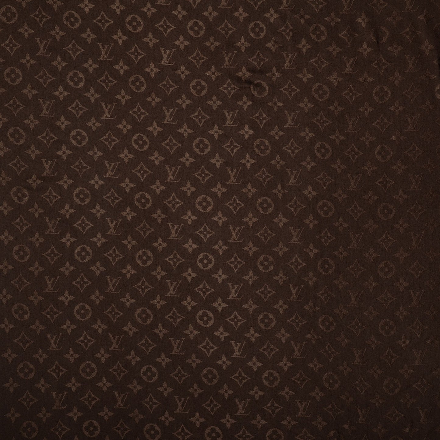 Silk Wool Monogram Denim Shawl Chocolate