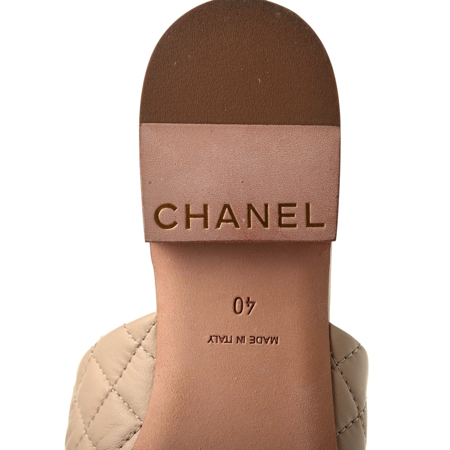 Lambskin Quilted Chain Mules 40 Beige Black