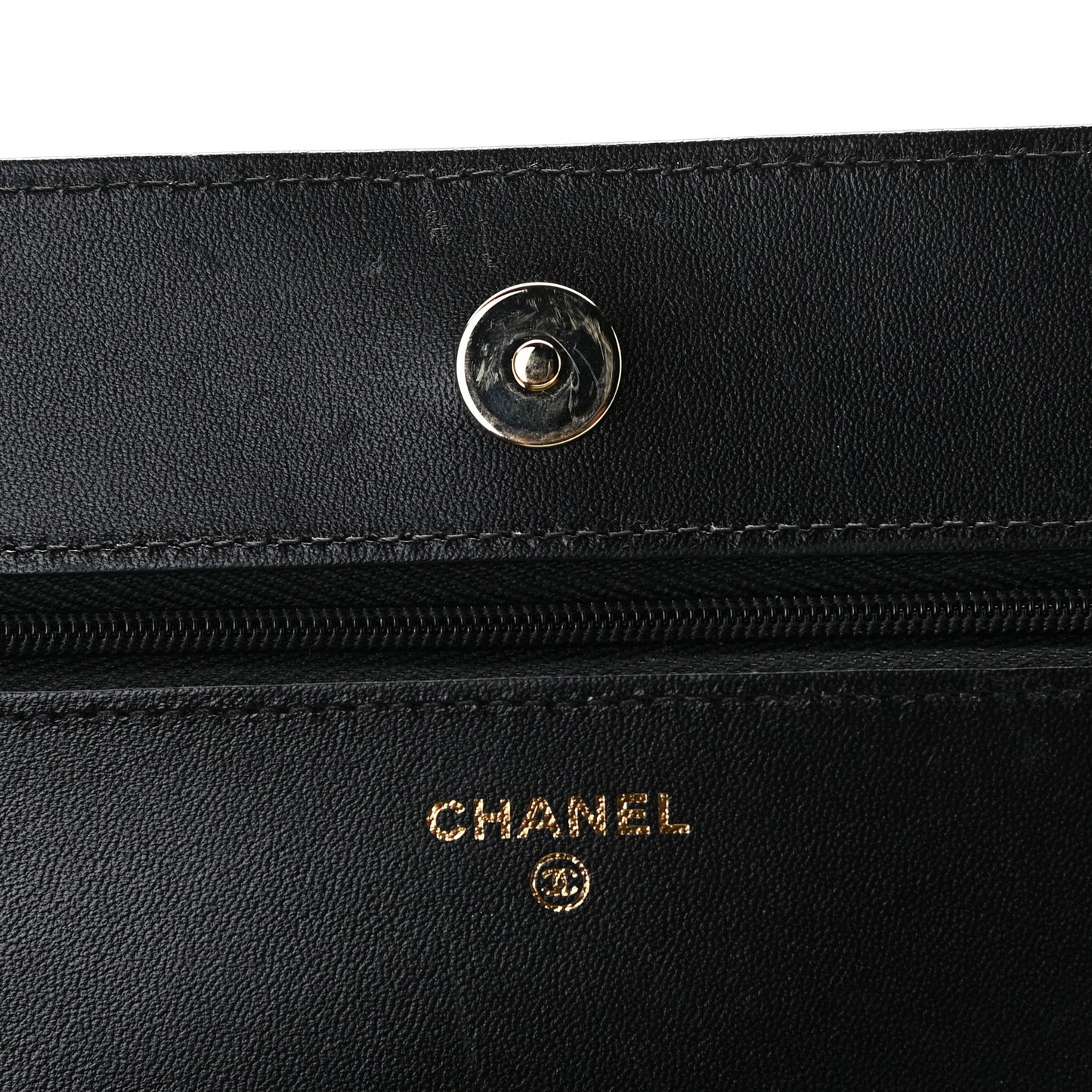 Lambskin Quilted Coco Bow Wallet On Chain WOC Black