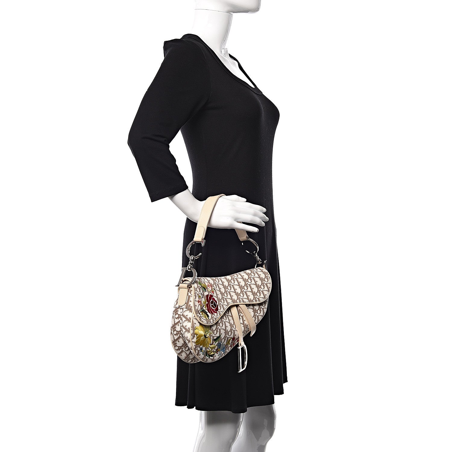 Christian Dior Monogram Vintage Flowers Saddle Bag Beige 2 of 11