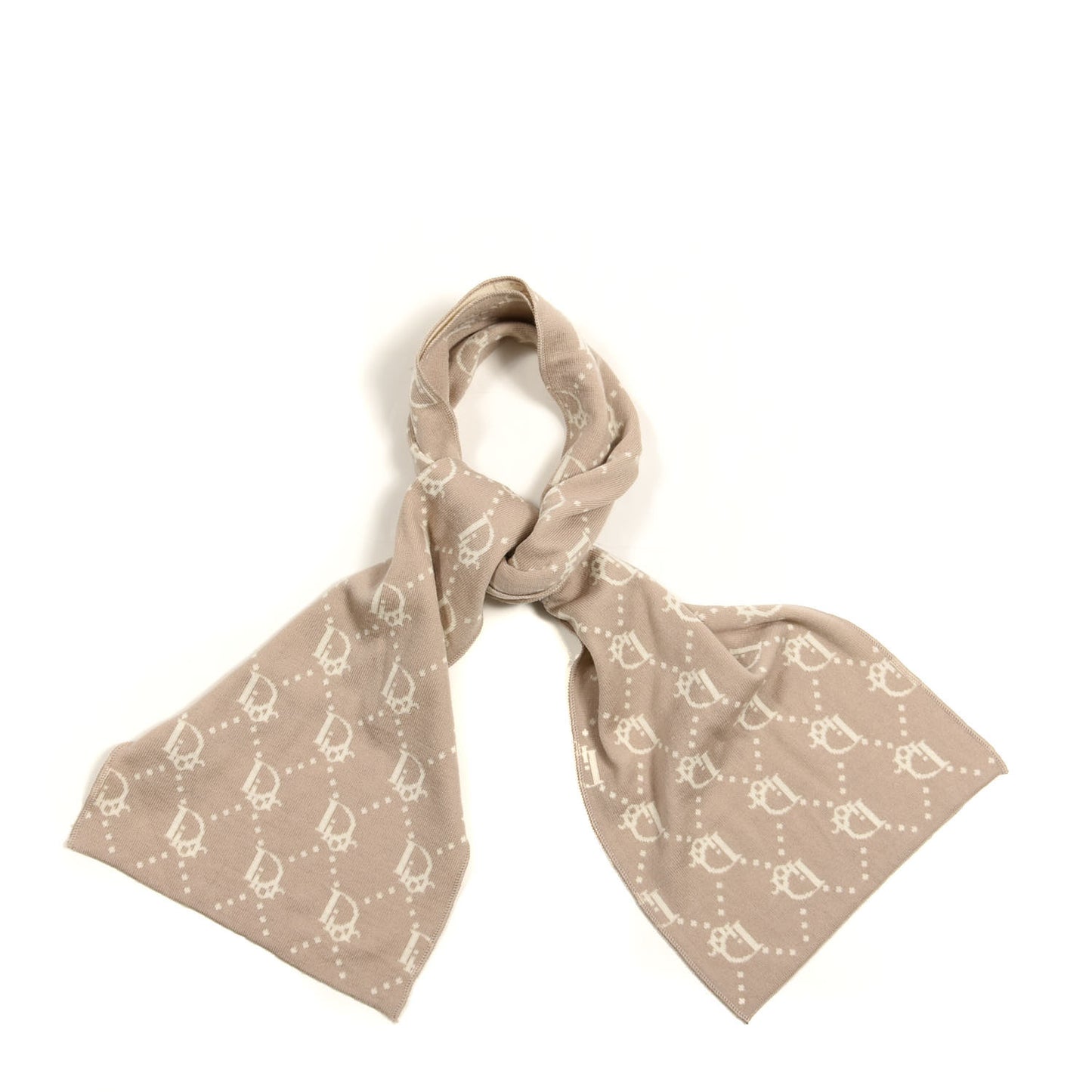 Wool Logo Scarf Beige White