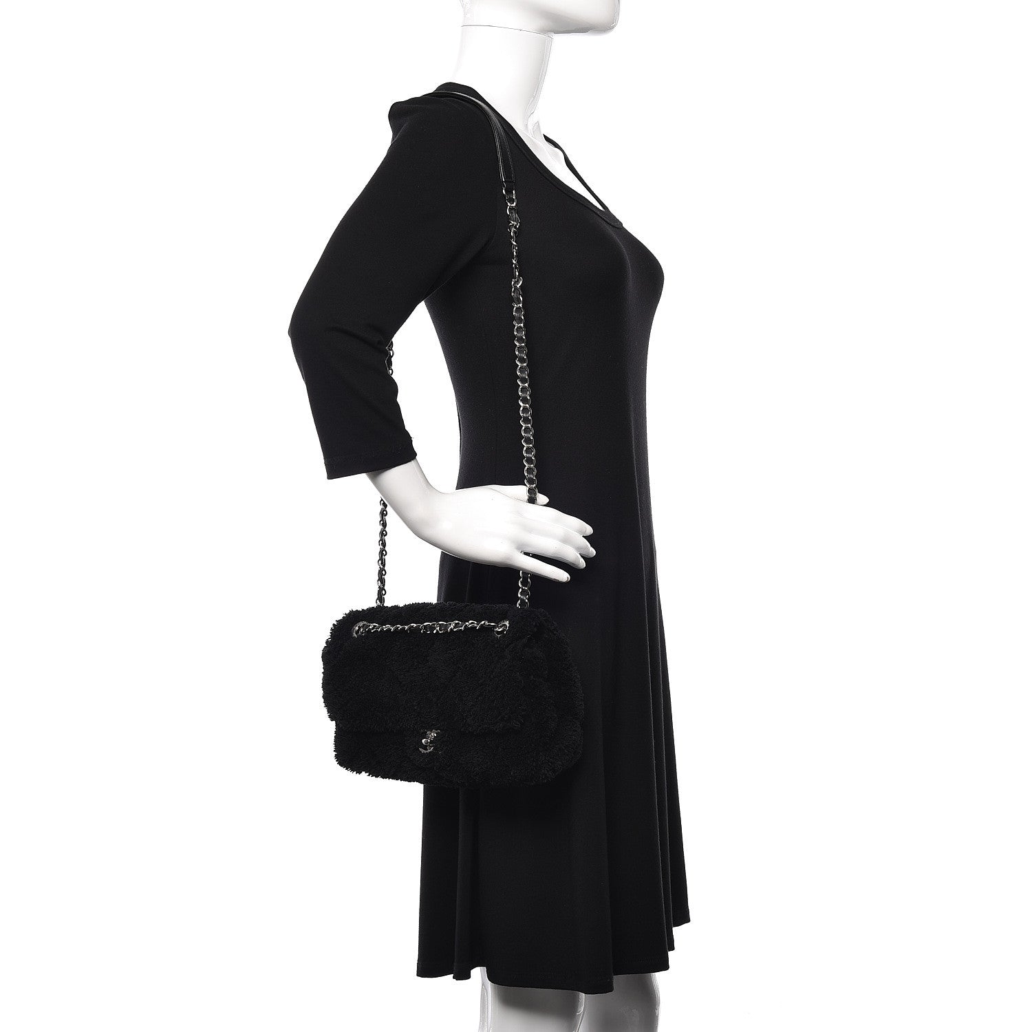Chanel Lambskin Calfskin Mixed Fibers Quilted Medium Flap Black 2 of 11