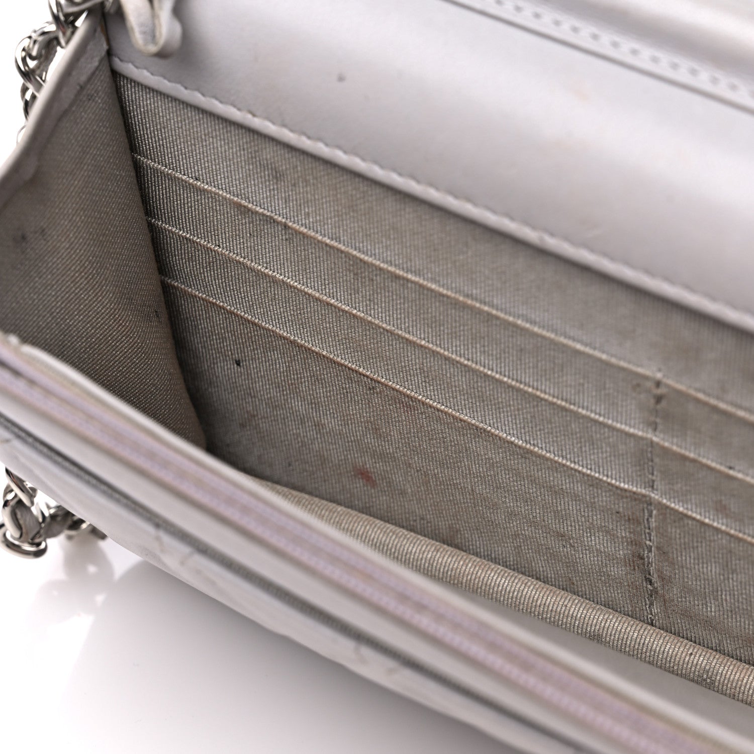 Chanel Lambskin Quilted Wallet On Chain WOC Grey 13 of 19