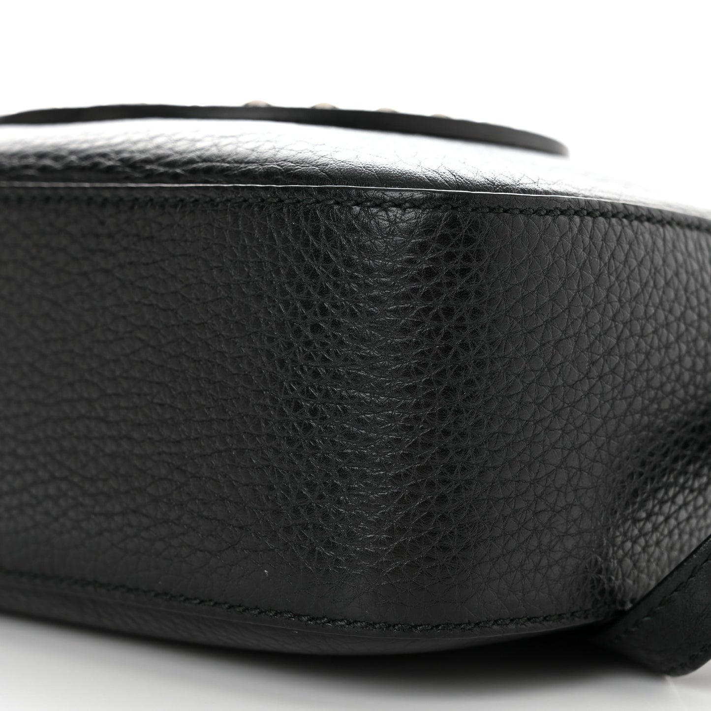 Pebbled Calfskin Studded Small Soho Disco Bag Black