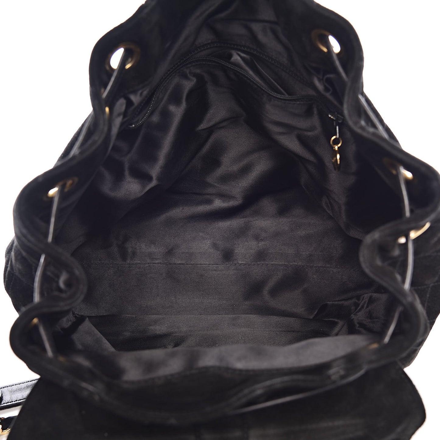 Suede Quilted Drawstring Backpack Black
