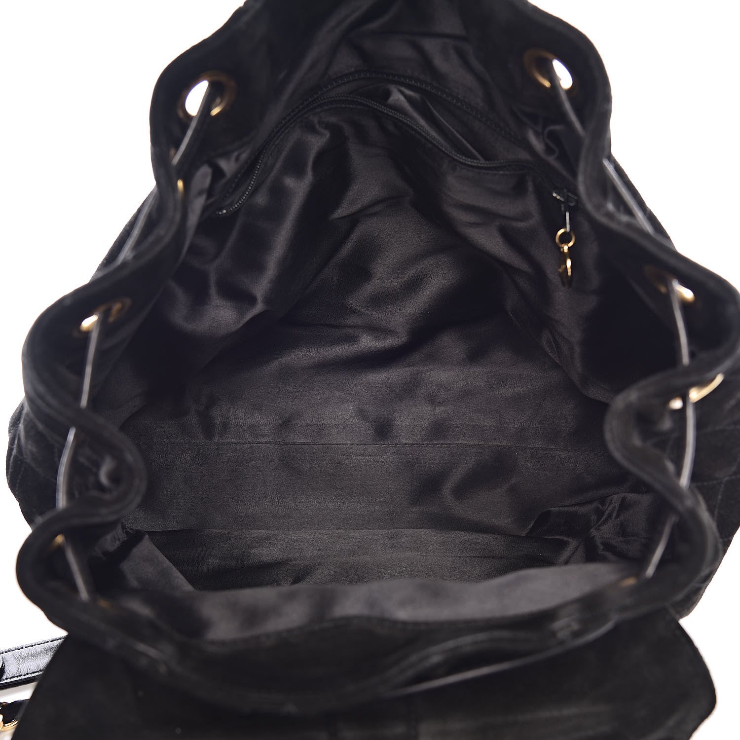 Chanel Suede Quilted Drawstring Backpack Black 5 of 10